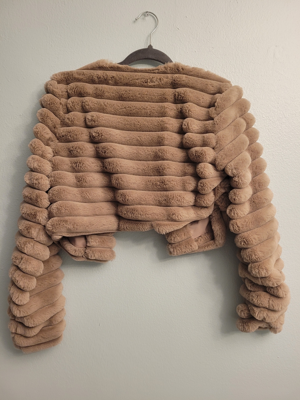 & Other Stories Cropped Faux Fur Jacket - Beige